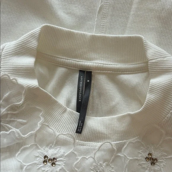 Anthropologie Elegant White Floral Sleeveless Top - Picture 5 of 6